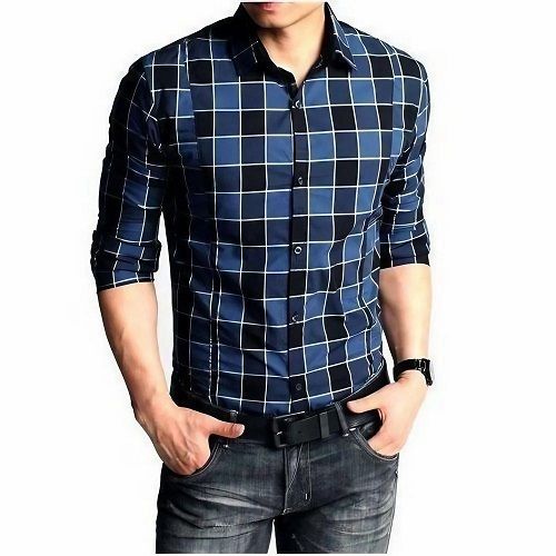 Mens Check Shirts - Collar Style: Pinned