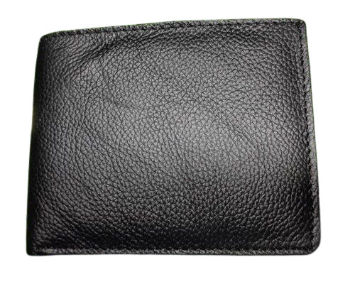 Black Leather Wallet - Medium Size, Polished Finish | Durable, Comfortable, Zipper Closure, Plain Design