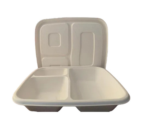 Disposable Meal Trays - White, 32cm Square Serving Plate | Eco-Friendly, Biodegradable, Heat & Cold Resistant, Lightweight, 55 Pieces per Pack