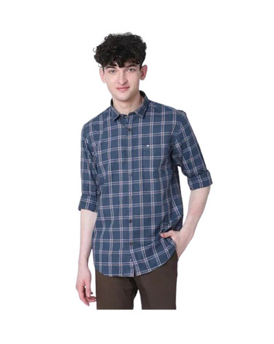 Check Shirt - Jacquard Fabric, Available Sizes L-XXL, Blue Color , Anti-Wrinkle, Breathable, Quick Dry, Machine Washable Features