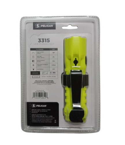Pelican 3315 LED Flashlight - Polycarbonate Body 3AA Battery Power 160 Lumens | IP67 Safety Rated Lightweight Compact Design Manual Switch