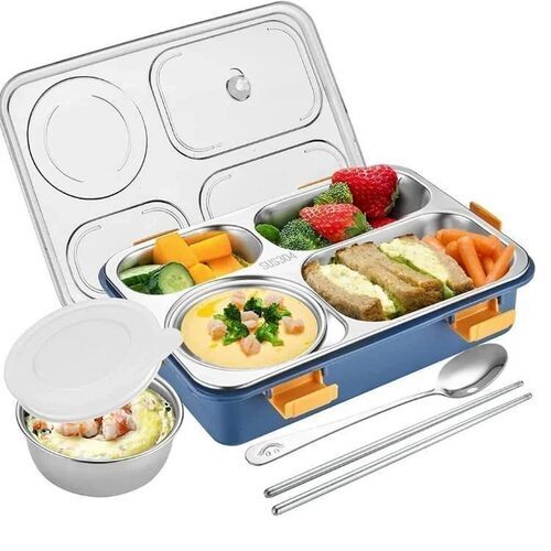 Steel Lunch Box - Color: Silver And Blue