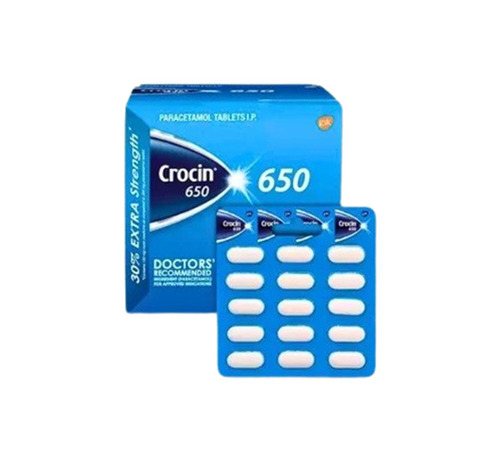 Crocin Paracetamol Tablet - 650mg, 10x15 Tablets Per Pack | Clinically Proven, 100% Pure, Safe, No Side Effects, Anti-viral Medicine