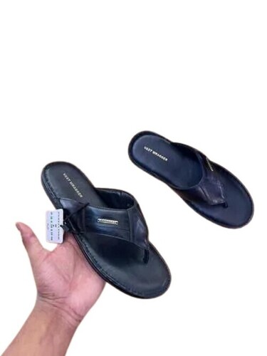 Mens Slippers - Leather, Lightweight, Black | Anti Skid, Highly Comfortable, Tested on Various Quality Standards, Ideal for Spring & Summer