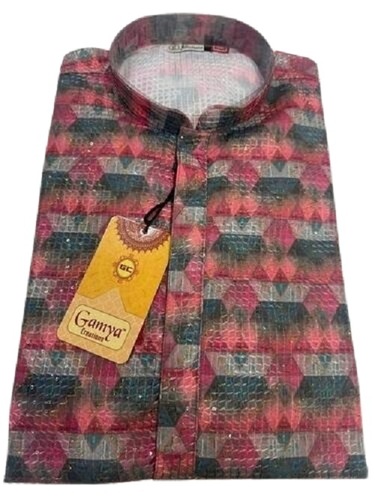 Mens Printed Kurta - Cotton, Length: 42 Inch, Sizes: S-XL | Lightweight, Breathable, No Fade, Trendy, Versatile Pairing with Pajamas or Jeans