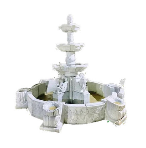 Marble Water Fountain - Round Shape, 7 Feet Water Height | Superior Shock Resistance, Outdoor Usage, Easy Install and Operate