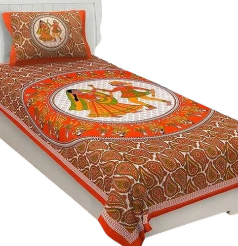 Bed Sheet - Cotton Floral Print, Single Size, Multicolour | Breathable Material, Perfect For Home Use
