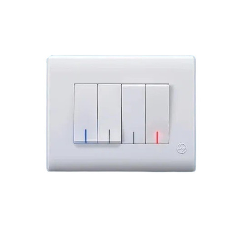 Electrical Switch Boards - Polycarbonate, Standard Size, Shock and Heat Resistant, White Color, Easy to Install with 4 Switches