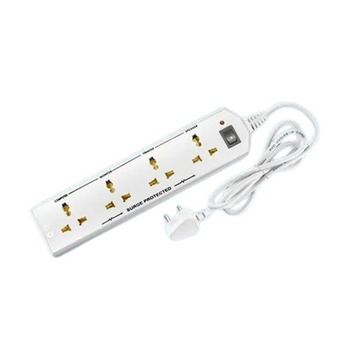 Power Extension Board - 4 Sockets, 29.5x12.5x4.2 cm, White Color | IP54 Protection Level, Lightweight 355 gm