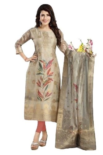 Printed Cotton Salwar Suit Dupatta Set - Color: Mix