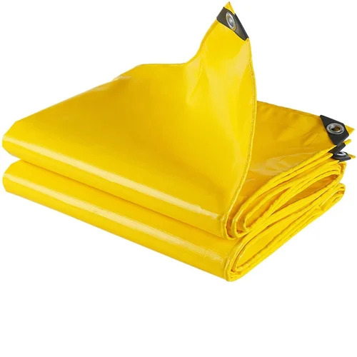 Yellow HDPE Tarpaulins - PVC Coated, 340 GSM | Waterproof, UV Stabilized, Tear Resistant, Lightweight, Eco-Friendly, Reinforced Edges