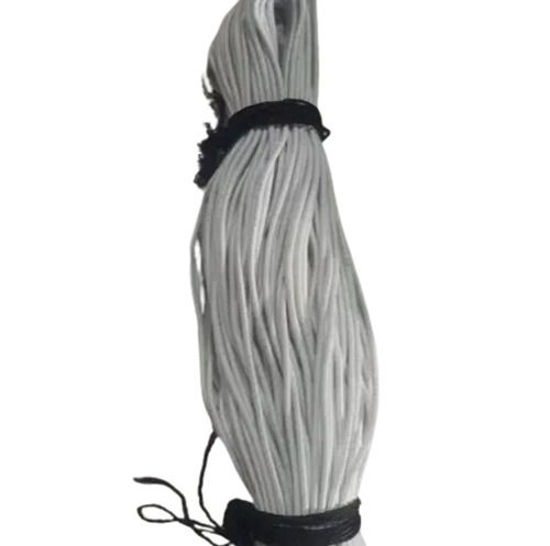 Baided Round Elastic Cord - Color: White