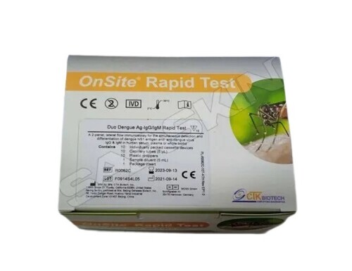 Ctk Biotech OnSite Duo Dengue Ag-IgG/IgM Rapid Test Kit - Lateral Flow Immunoassay for Simultaneous Detection of Dengue Virus Antibodies and Antigen, Portable and Easy-to-Use