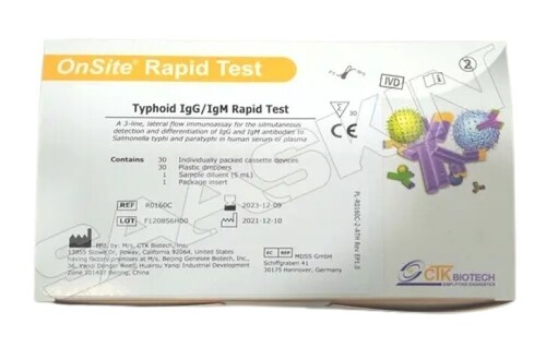 OnSite Typhoid IgG/IgM Rapid Test Kit - Lateral Flow Immunoassay, Accurate Readings & Portable, Wireless Data Transmission
