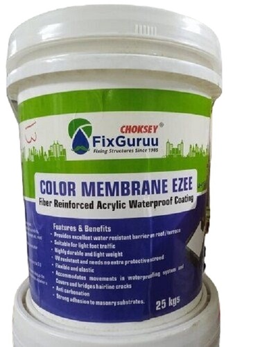 Waterproofing Coating Choksey Color Membrane Ezee - Acrylic Liquid, 25 Kg, Milky White, 98% Purity | Multi-Purpose Waterproofing for Residential Use
