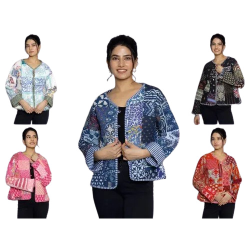 Womens Quilted Crop Jacket - Color: Multicolor