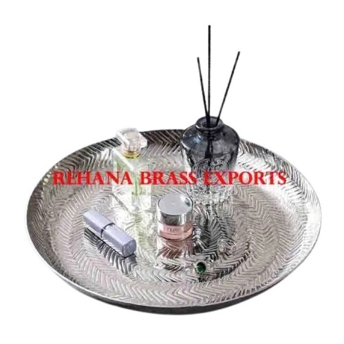 Metal Serving Tray - Metal, Various Sizes Available, Silver Color, Glossy Finish, Lightweight | Fancy Design, Prolonged Service Life, Tested Quality