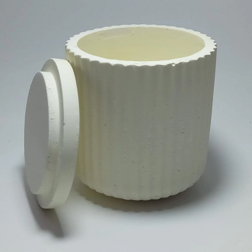 White Concrete Candle Jars - Concrete Material, Plain Pattern, With Lid | Ideal for Birthday Gifts, Ceremony Decor, Holiday Gifting, Easy to Clean