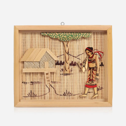 Village Life Bamboo Wall Painting