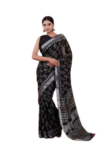 Linen Sarees - Color: Black