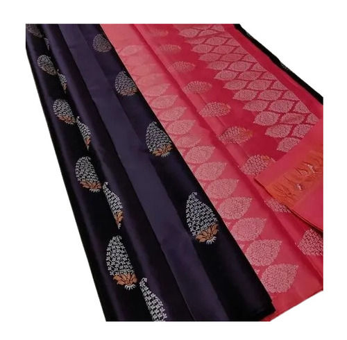 Pure Silk Saree - Color: Black & Pink