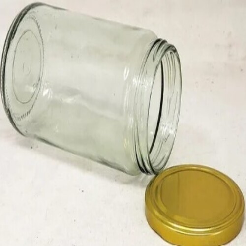 1000 mL Salsa Glass Jar - Glass Material Round Shape Transparent Color Metal Lug Cap | Plain Pattern Ideal for Pickle Storage