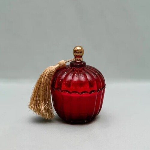 Scented Candle - Paraffin Wax, 4 Inch Diameter , Red Color, Round Shape - Fragrant Rose Glass Festival Candle