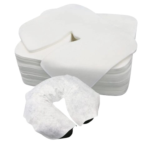 Disposable Face Cradle Covers - Non-Woven Fabric, Customized Size, White Color | Eco-Friendly, Tear-Resistant, Ideal for Spa & Massage Therapies