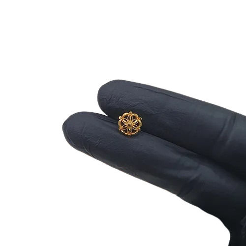 Plaster Nose Pin - Gold Flower Design, Premium Quality with Versatile Shapes and Multiple Back Holder Options