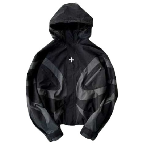 Polyester Hoodie Jacket - Color: Black