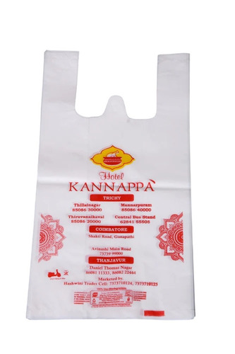 Printed Grocery Carry Bag - LDPE, White, D Cut Handle, 5 Kg Capacity | Antistatic, Moisture Proof, Recyclable, Shock Resistant