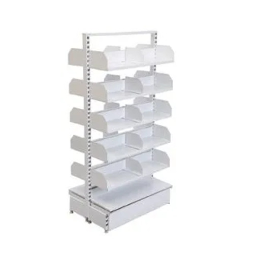 Library Book Display Rack - Metal, Adjustable Shelves, Green and White | Durable Indoor Furniture for Organized Display and Easy Access