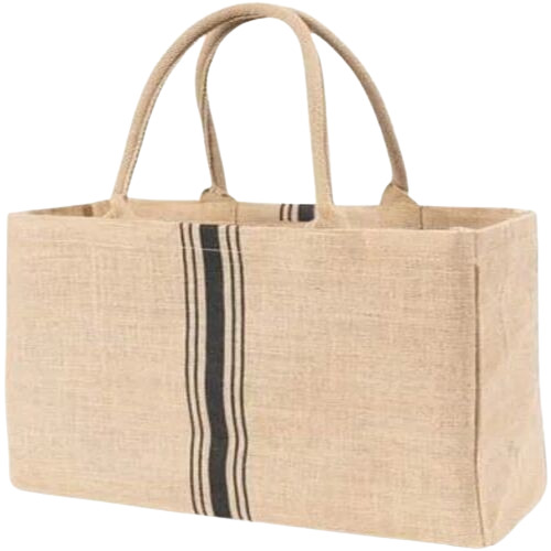 Jute Handbag - 38x12x30 cm, Light Weight 10Kg Capacity, Brown Plain Design, Washable & Long Lasting