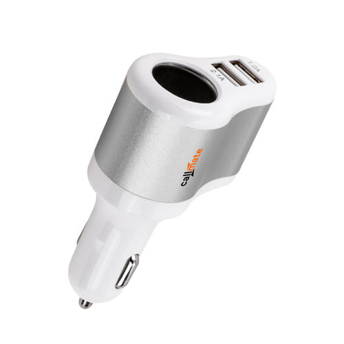 2 Usb Car Charger With Socket - Material: Abs