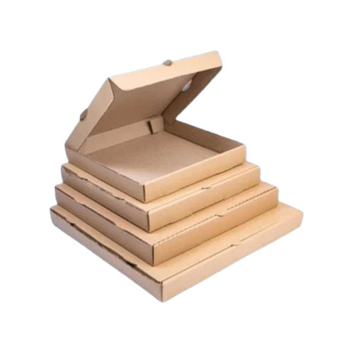 Brown Pizza Box - Corrugated Paper, 7x7x1.5 Inches, Biodegradable | Square Shape, Disposable, Eco-Friendly Design