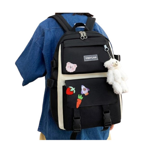 School Bags - Superior Quality Cotton Fabric, Water-Resistant, Single Compartment, Black Modern Design, Reusable and Washable with Zipper Closure, Customized Options Available