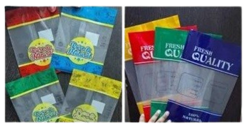 Transparent Ready Made Pouch - Plastic Customized Size Rectangle Printed Pattern Fine Finished | Durable for Food Industrial Use Available in All Colors