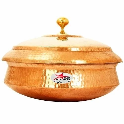 Copper Biryani Handi - 12 Inch & 14 Inch | 100% Pure Polished Reddish Copper, Ideal for Cooking and Serving