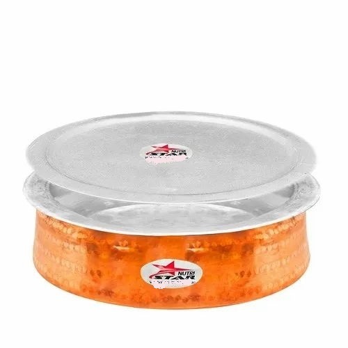 Copper Hammered Biryani Handi - 17 Inch, 19 Inch, 22 Inch | 5 Kg, 6 Kg, 10 Kg Capacity, Elegant Red Finish
