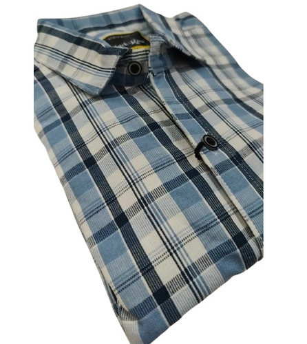 Casual Checks Shirt - Cotton Blend, Sizes S-XXL, Classic Blue Color | Breathable, Non-Toxic, Full Sleeves, Customized Logo