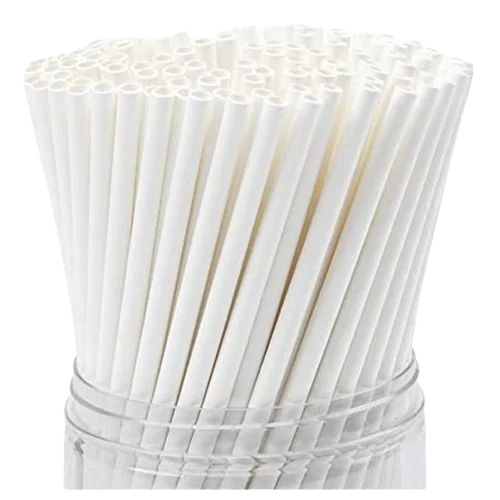 White Paper Drinking Straw - 8 Inch Length, 0.36 Inch Diameter | Plain Design, Ideal for Drinking Beverages
