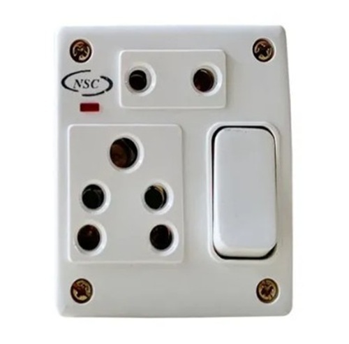 5 A Combined Switches - Plastic Material, Universal Size, White Color | Non Modular Design, Ideal for Diverse Switching Needs