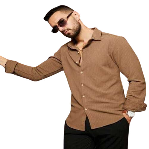Mens Shirt - Cotton, Size S, M, XL, XXL, Brown | Full Sleeves, Classic Collar, Machine Washable, Breathable, Anti-Wrinkle, Quick Dry, Casual Wear