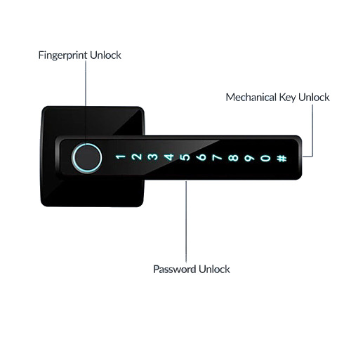 Smartiqo Black Fingerprint Passcode Handle Door Lock - Warranty: 2-Year Manufacturer Defect Only