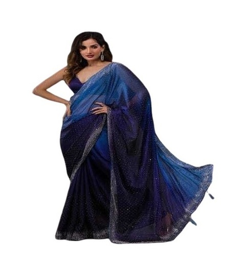 Party Wear Sarees - Georgette, Blue Color, Regular Fit | Breathable, Quick Dry, Lightweight, Skin-Friendly, Fade and Wrinkle Resistant