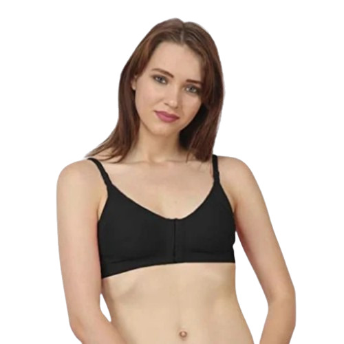 Non-Padded Cotton Bra - Size 28-42, Black Color | Breathable, Skin-Friendly, Fade & Wrinkle Resistant