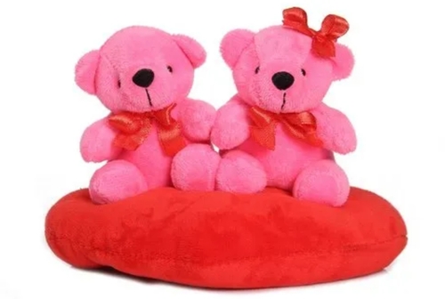 Mini Couple On Heart Soft Toy - Color: Pink And Red