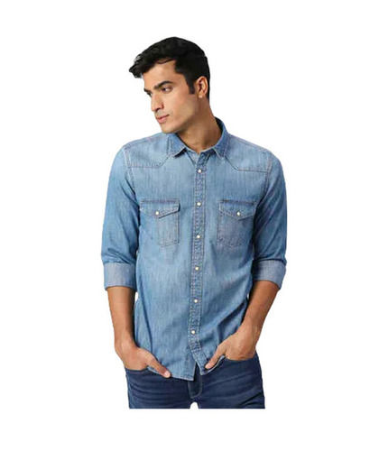 Mens Denim Shirt - Collar Style: Button Down