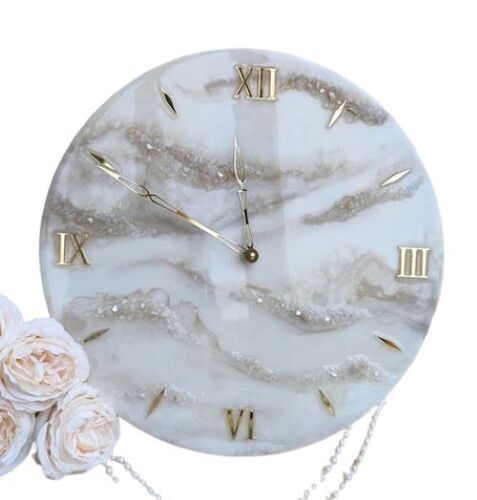 Crystal Decorative Clock - Color: White