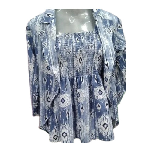 Ladies Fancy Tops - Casual Dress, XL (Free Size) | Blue, Pitch, Green, Grey, Printed, Skin Friendly, Anti Shrink, Easy To Clean, Machine Wash